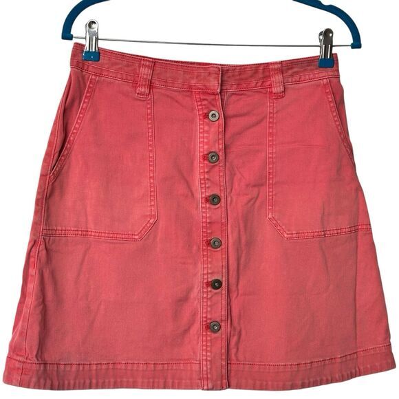 Anthropologie Pilcro 4 Chino A‎ Line Short Button Front pink skirt - Picture 1 of 8